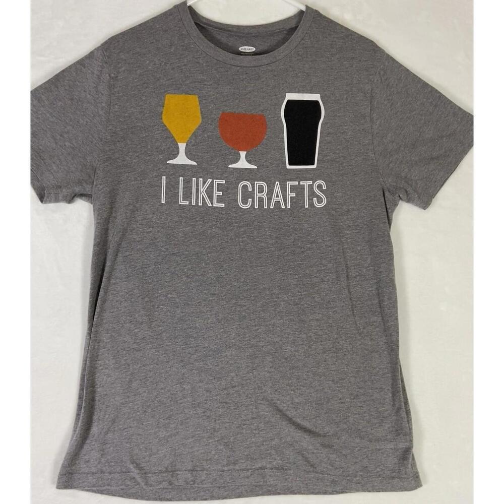 I Like Crafts Funny Guinness Beer Shirt Men Medium Old Navy Gray Craft Beer Alc